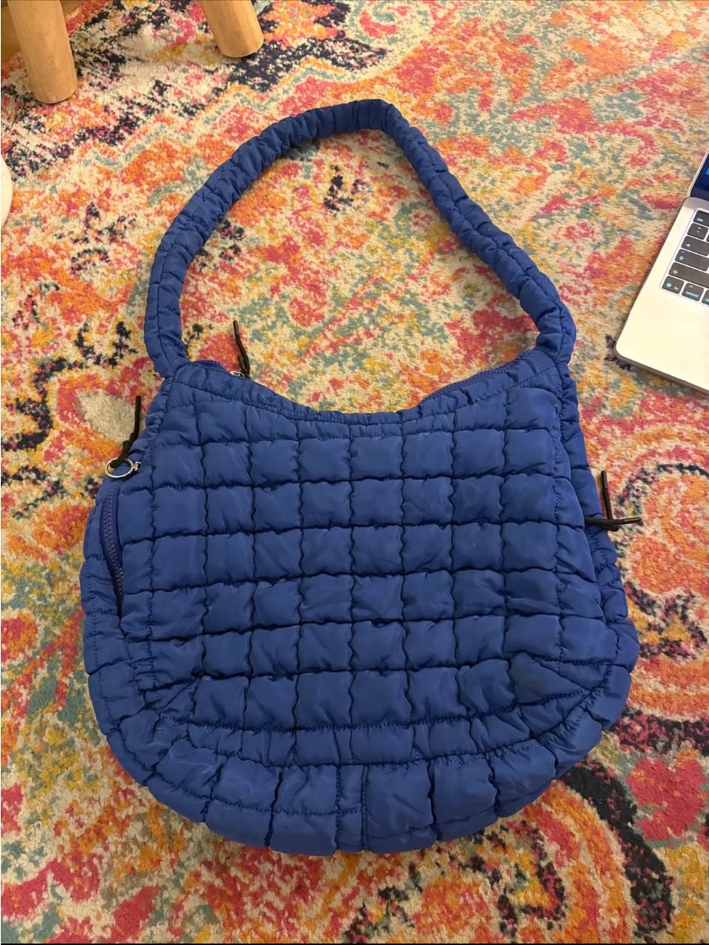Blue Quilted Shoulder Bag